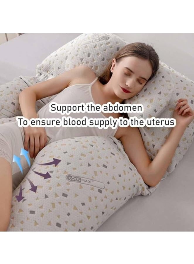 يوريفو وسادة حمل، وسادة جانبية للحوامل، تدعم الخصر والبطن والساقين، وسادة مريحة للنوم الجانبي ودعم الخصر والبطن والظهر على شكل حرف U، قابلة للإزالة والغسل - Image 3