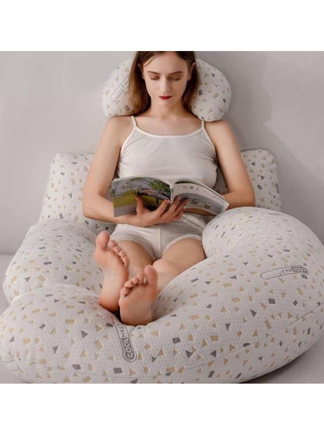 يوريفو وسادة حمل، وسادة جانبية للحوامل، تدعم الخصر والبطن والساقين، وسادة مريحة للنوم الجانبي ودعم الخصر والبطن والظهر على شكل حرف U، قابلة للإزالة والغسل - Image 4