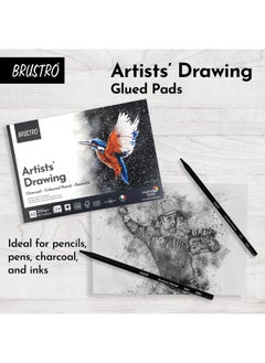 BRUSTRO BRUSTRO Artist Drawing Glued Pad | 200 GSM, A3, 24 Sheets | Natural Grain, Medium Surface, Ideal for Charcoal, Coloured Pencils, Gouche, Pen, Pastels, Ink.  - Image 2
