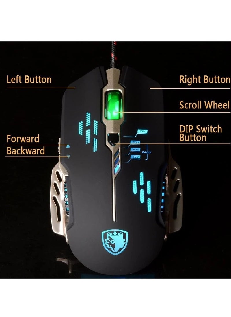 Generic - SADES Gaming Mouse - Ergonomic Design with Automatic Breathing Lights - Laser Sensor - Adjustable DPI - USB Interface-BLACK - Image 1