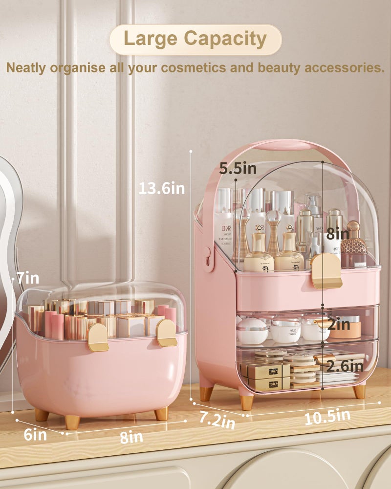 ANYLADY Makeup Organizer  Skincare Holder Bathroom Counter Organizer  Storage Box Cosmetic Display Cases  Teen Girl Gifts Trendy Stuff Make up Organizers for Vanity  Dresser  Countertop (Pink)  - Image 2