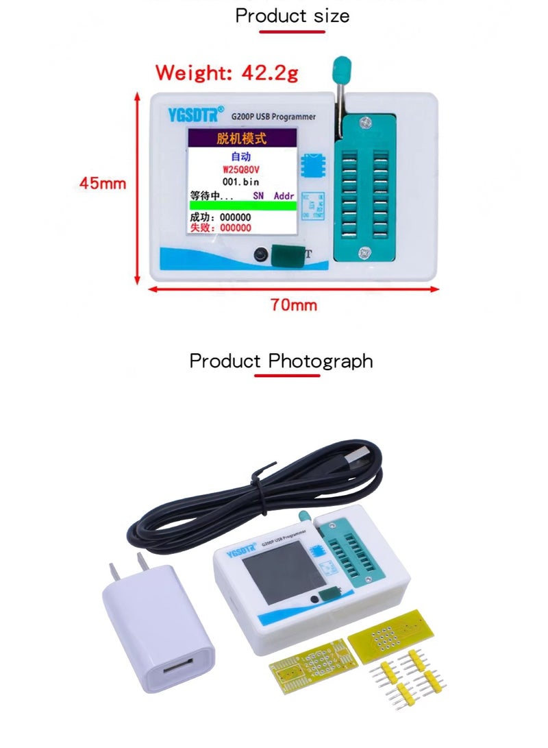 X-PRO5 G200P High Speed ​​Offline Programmer SPI Flash Eeprom IC Writing 24 25 93 45 Programming Micro USB Communication - Image 4