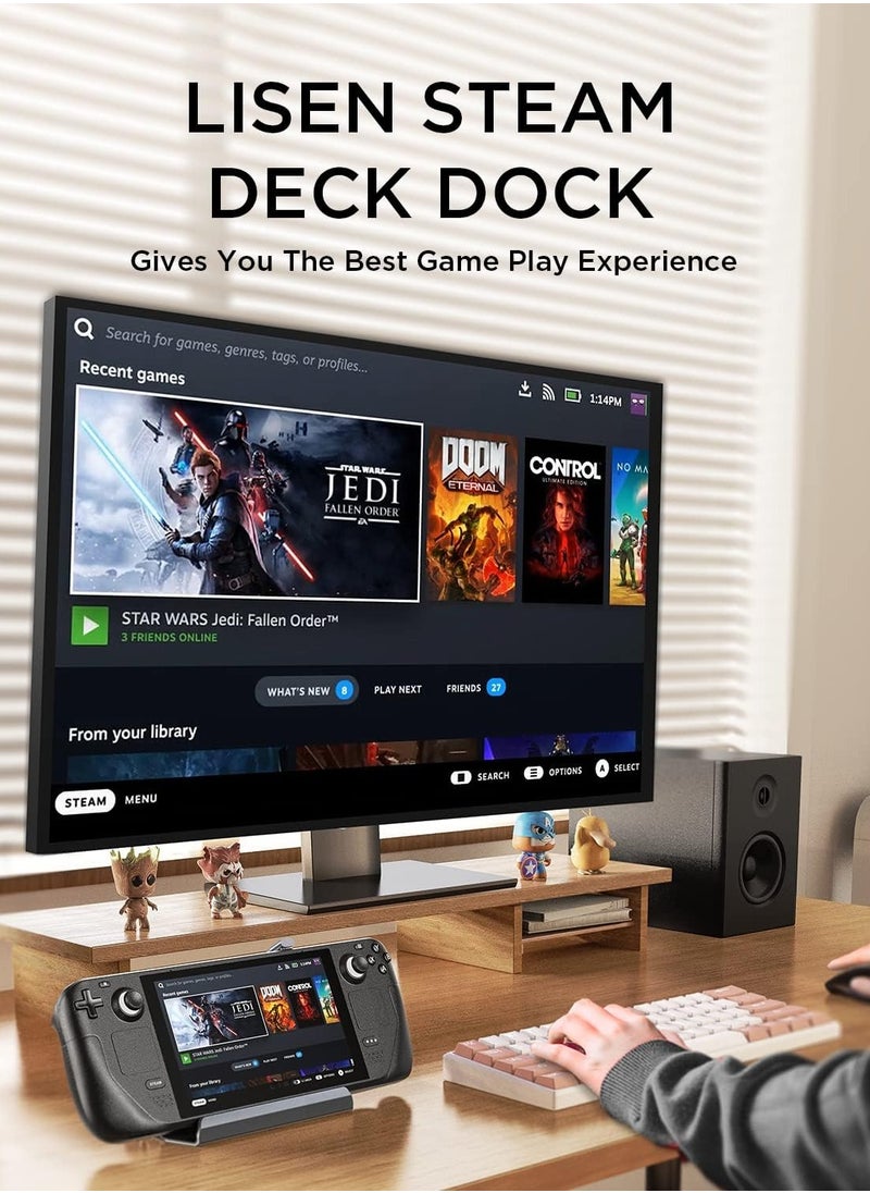 Generic - Docking Station, 10-in-1 Steam Deck Dock with 5 USB 3.0&2.0, Dual Cooling Fan, HDMI 4K@60Hz, Gigabit Ethernet, 100W Charging for Valve Stream Deck, ROG Ally and Legion Go - Image 1