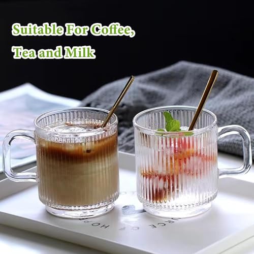 Mivana 385 ML Glass Coffee Mug Set, with Convenient Handle, Tea Glasses for Hot/Cold Beverages, Thermal Shock Resistant, Tempered Glass, Mugs for Cappuccino (Linning Mug, 2 Count (Pack of 2)) - Image 3