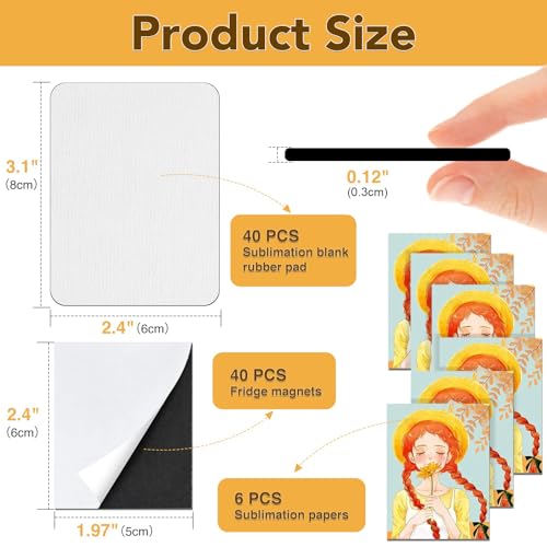 NEOACT 40 Pack Sublimation Magnet Blanks Set,Personalized Sublimation Refrigerator Magnet for Home Kitchen Microwave Oven Decor with 40PCS Soft Blank Rubber Pad(6x8cm), 40PCS DIY Soft Magnetic - Image 2
