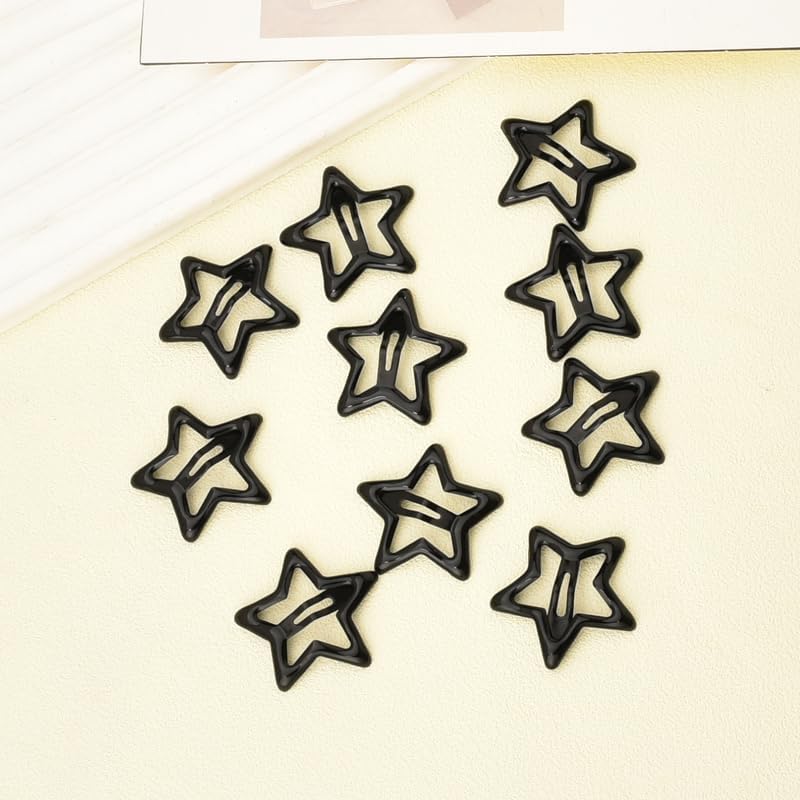 Rinpoche Star Hair Clips Snap Star Hair Accessories Non Slip Star Clips for Girls Women Y2K Accessories Silver Metal Hair Clips Star Hair Barrettes Star Hair Clips for Women Star Hair Clip silver and black free - Image 4