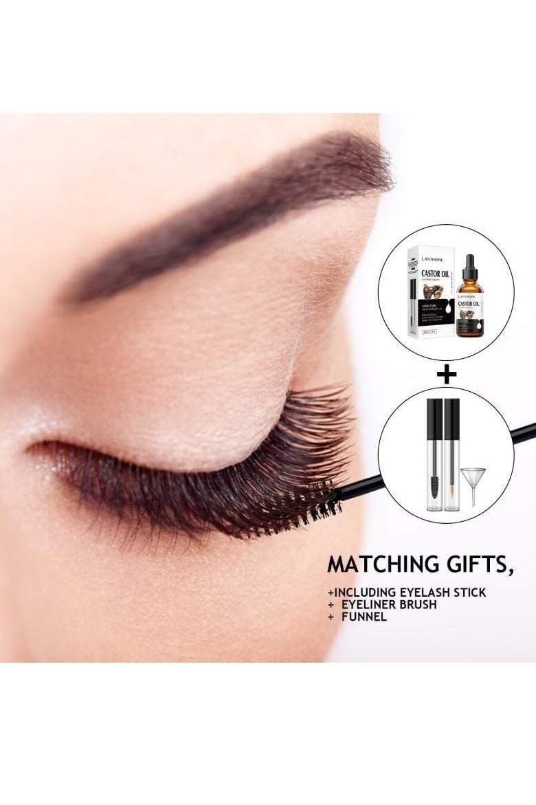 لانثوم زيت خروع عضوي بعبوة سعة 50 مل، زيت خروع طبيعي نقي لتحفيز نمو الشعر، متوافق مع مقاييس وزارة الزراعة الأمريكية، معصور على البارد وغير مكرر، سيروم لتحفيز نمو الرموش والحواجب ومعالجتها - Image 3