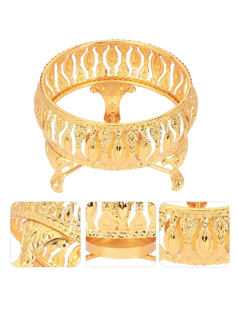 SYOSI موقد إبريق الشاي الرجعي من سبائك الفضة مع حامل الشمعة موقد قاع إبريق من الفولاذ المقاوم للصدأ لإباريق الشاي الزجاجية البوروسيليكات والسيراميك وأواني التحمل الحراري للاستخدام في التسخين باللون الذهبي - Image 3