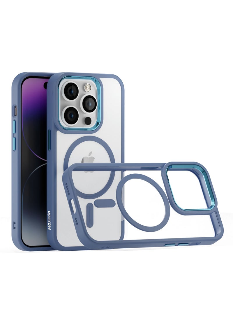 Moxedo Magnetic Protective Case 360 Protection Clear Case Hard PC with Built-in Strong Magnets Compatible with MagSafe Designed for iPhone 14 Pro 6.1 inch (Blue) - Image 1