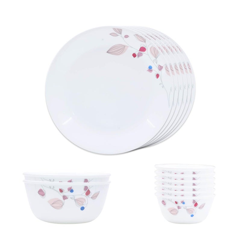 Corelle طقم عشاء كوريل بينك بريز 114 قطعة لعائلة مكونة من 6 أشخاص مقاوم للكسر وخفيف الوزن ومت耐 للميكروويف وغسالة الصحون - Image 1
