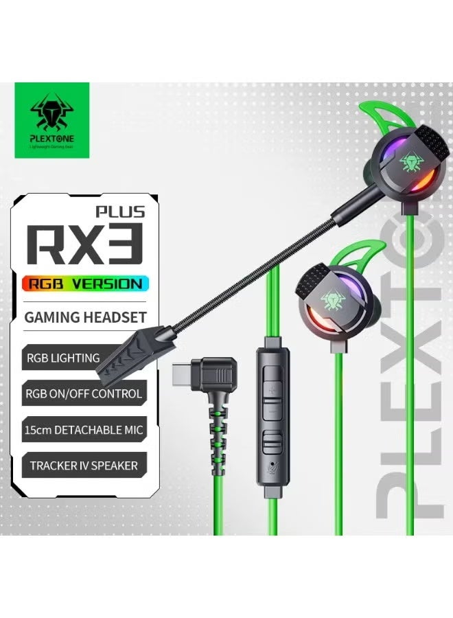 بليكستون سماعات الألعاب السلكية  RX3 PLUS Type-C مع ميكروفون طويل الأمد لإلغاء الضوضاء ضوء RGB متوافق مع أجهزة الكمبيوتر المحمولة PC Xbox PlayStation 5 Nintendo Switch Green - Image 5