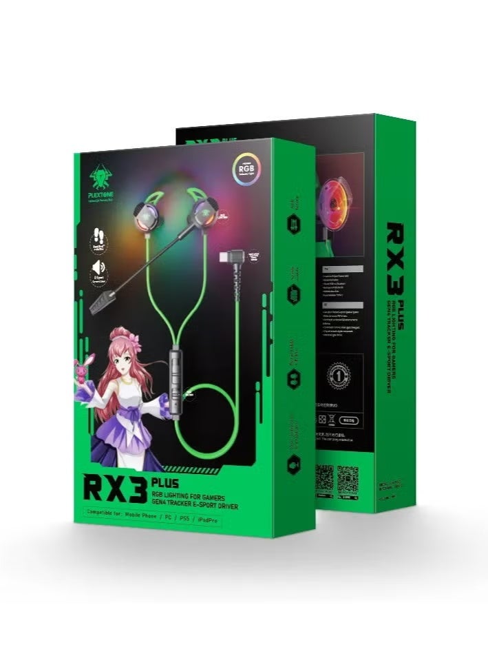 بليكستون سماعات الألعاب السلكية  RX3 PLUS Type-C مع ميكروفون طويل الأمد لإلغاء الضوضاء ضوء RGB متوافق مع أجهزة الكمبيوتر المحمولة PC Xbox PlayStation 5 Nintendo Switch Green - Image 2