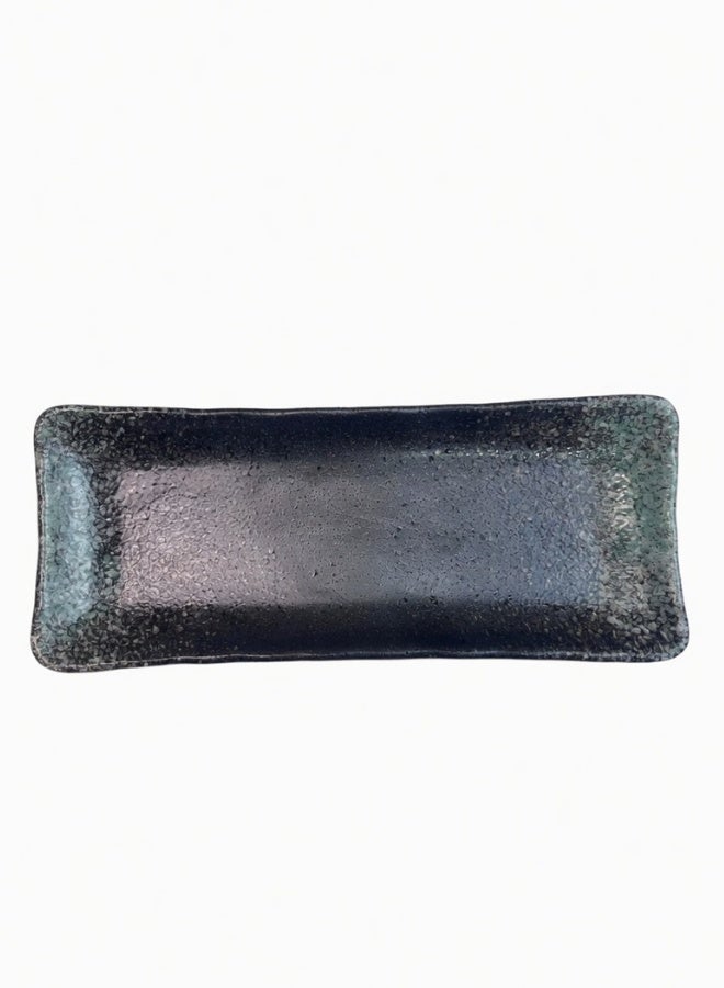 Clink Japanese Style Creative Rectangular Plate, Curved Corner Plate, Black - Emerald Green Long Plate, Japanese Ceramic Plate, Perfect for Home & Restaurants, Sushi Plate, 8.5 Inch - Image 5