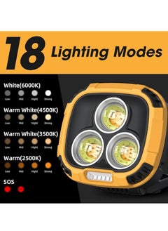 QLIGHT QLIGHT Rechargeable Work Light, Magnetic Led Camping Light with Stand and Hook, 18 Light Modes, SOS, 4000mAh, Battery Indictor, 1200 Lumens Portable Cob Light for Camping, Car Repair, Emergency, Outdoors Activities Like & Hiking, Fishing  - Image 2