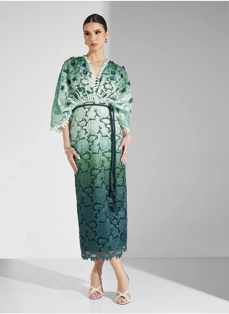 Threadz by Ajooni Cape Sleeve Sequin Dress