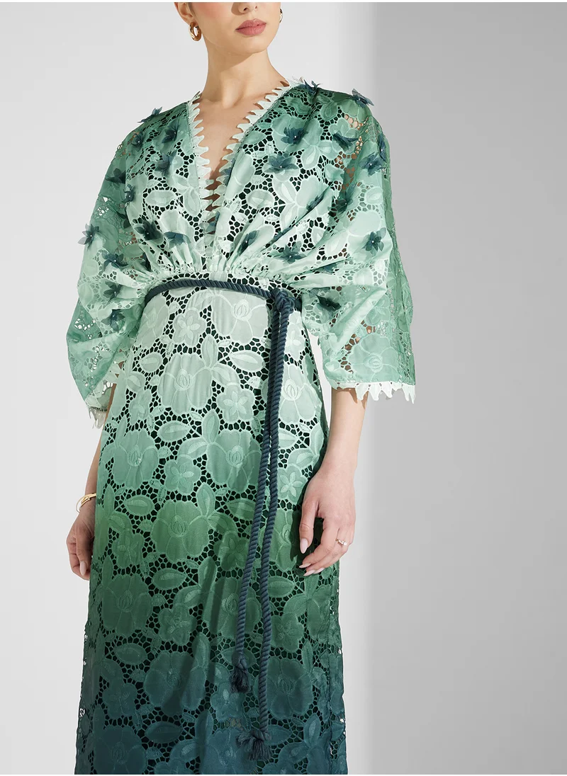 Threadz by Ajooni Cape Sleeve Sequin Dress
