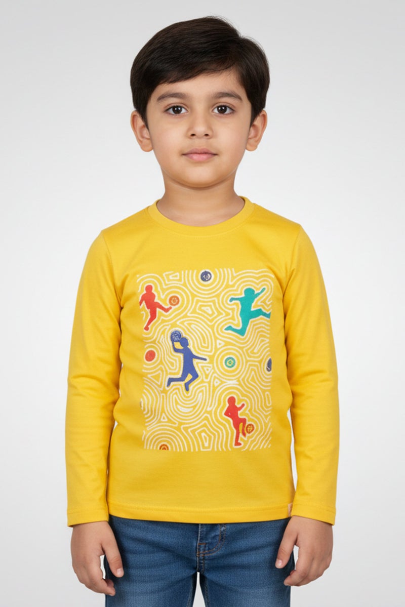 Hamleys Toddlers Boy Graphic Print Long Sleeve T-Shirt, Yellow - Image 1