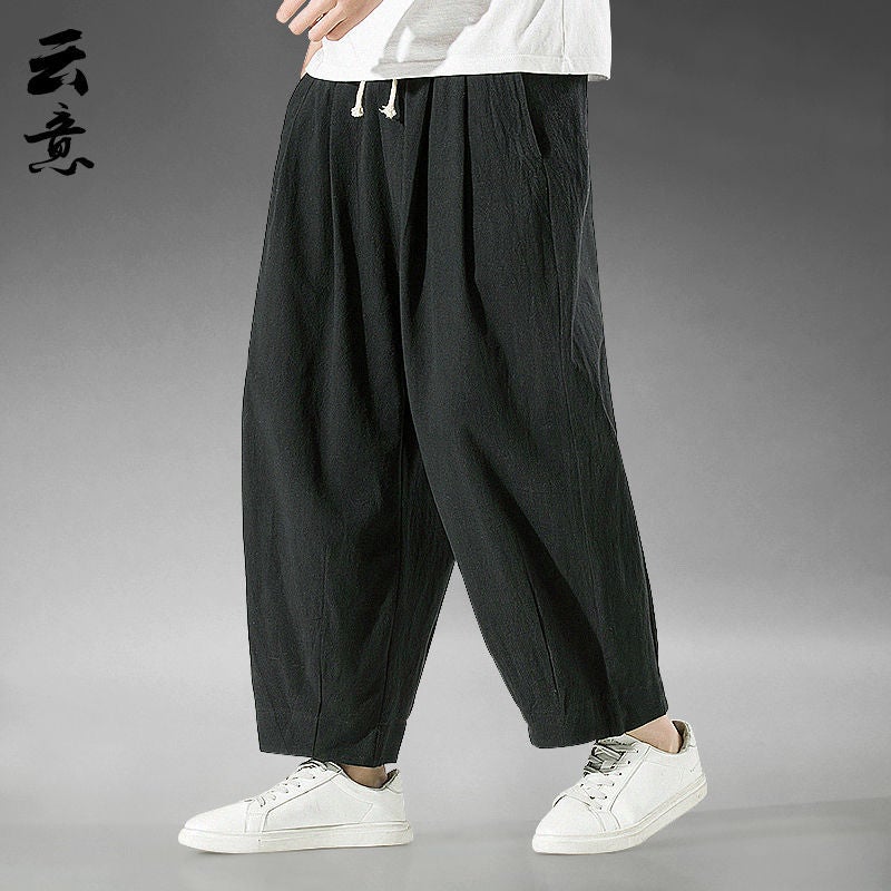 Summer Linen Chinese Style Mens Casual Pants solid color  - Image 5