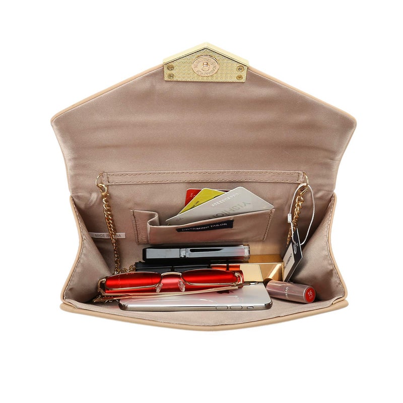 CHARMING TAILOR PU Clutch Purse for Women Evening Bag Chic Clutch Handbag for Special-occasion (Taupe) - Image 4