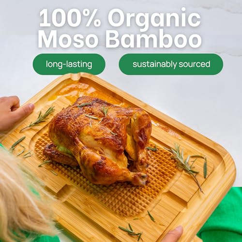 GREENER CHEF 18 Inch Extra Large Organic Turkey Carving Board with Lifetime Replacements - XL Wooden Butcher Block Meat Cutting Board with Pour Spout - Thanksgiving Cooking Essentials - Image 2
