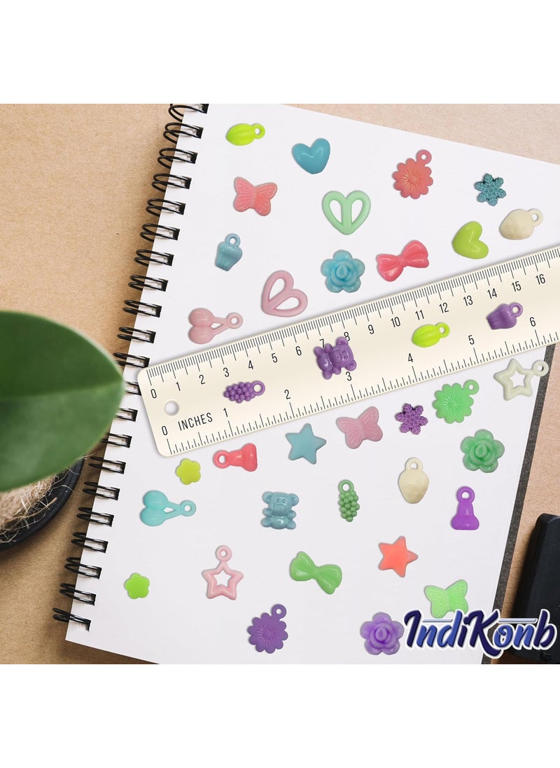 INDIKONB - INDIKONB Matte Charms and Beads Set - Fun Shapes for Kids' Jewelry Making, Multicolour Pack of Assorted 250 Beads - Image 1