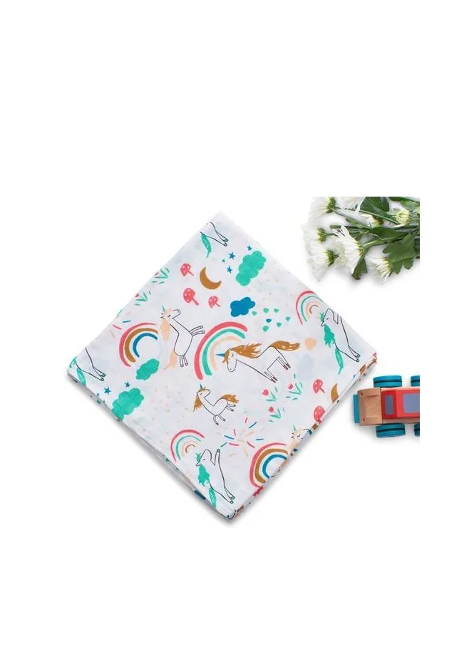 أنفي بيبي Anvi Baby Organic Bamboo Muslin Swaddle Wrap-Unicorn Nation