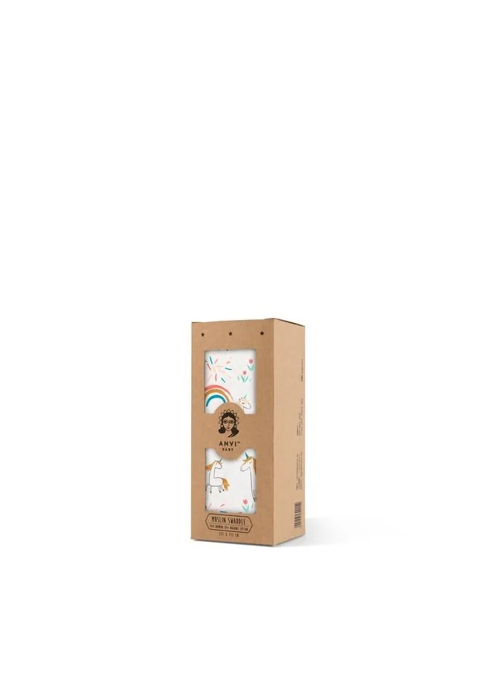 أنفي بيبي Anvi Baby Organic Bamboo Muslin Swaddle Wrap-Unicorn Nation