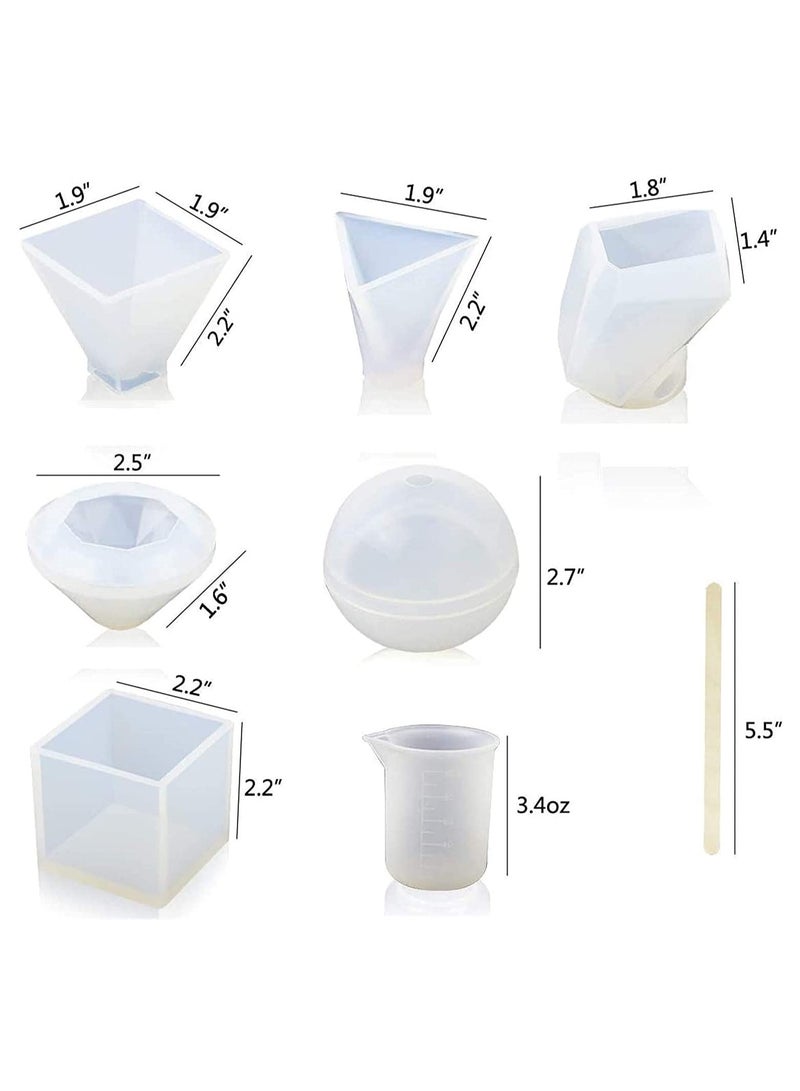 كابتن تيك Silicone Resin Molds 18Pcs Resin Casting Molds Including Sphere, Cube, Pyramid, Square, Diamond, Crystal for Resin Epoxy, Soap, Candles Making Resin Kits for Beginners with Molds - Image 4