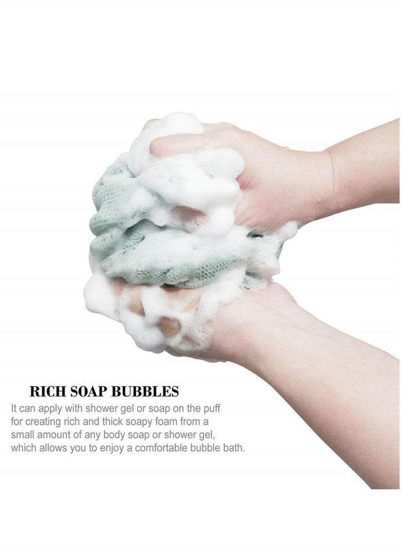 NIBEMINENT Back Scrubber, 2 Packs Long Stretch Sponge with Rope Handles, Bath Shower Mesh Exfoliating Body Scrub Braided Loofah, for Men and Women (Grey Pink)  - Image 4