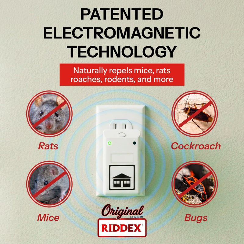 RIDDEX Plus Insect Repellent | Plug in, Mouse Deterrent - Pest Control for Defense Against Rats, Mice, Roaches, Bugs and Insects | Control Pests with No Toxins | White - Image 2