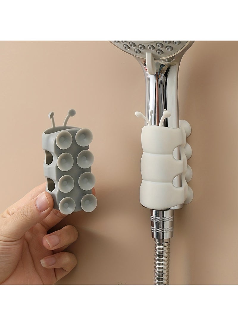 2pcs shower nozzle suction cup bracket, shower nozzle suction cup bracket, wall mounted universal silicone fixed seat, bathroom accessories  - Image 1
