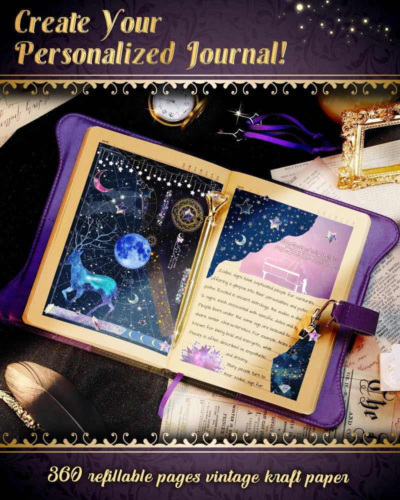 hi!SCI Diary with Lock and Keys for Girls and Women, Locking Diary for Gift Ideas with Gift Box and Pen and Bookmark, Journal for Women with 360 Kraft Pages, B6 Refillable Notebook with Lock for Writing (Deep Royal Purple) - Image 3