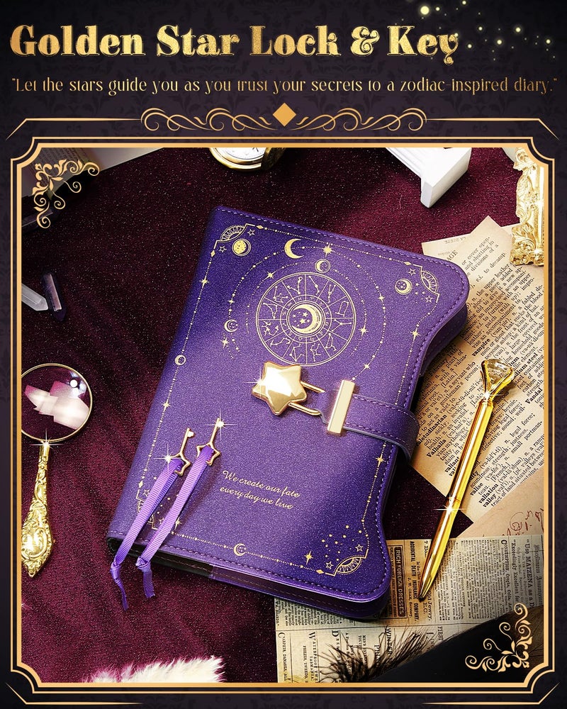 hi!SCI Diary with Lock and Keys for Girls and Women, Locking Diary for Gift Ideas with Gift Box and Pen and Bookmark, Journal for Women with 360 Kraft Pages, B6 Refillable Notebook with Lock for Writing (Deep Royal Purple) - Image 5