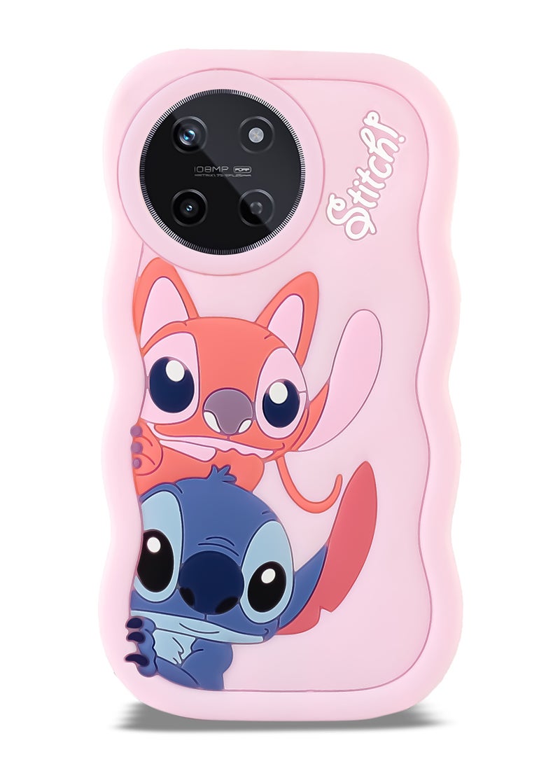 حافظة هاتف من السيليكون الناعم المتموج ثلاثية الأبعاد من Lilo and Stitch لهاتف Realme 11 4G (وردي فاتح) - Image 1