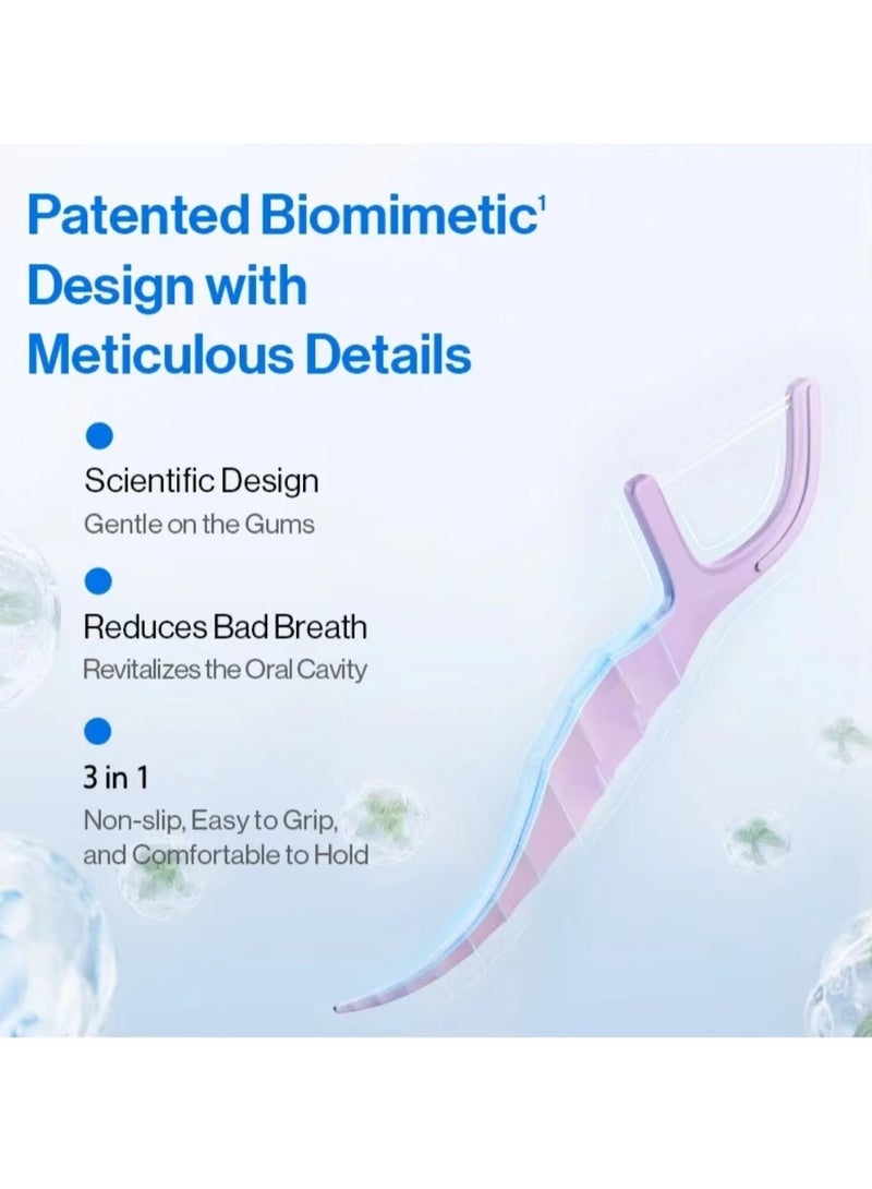 Captaintech Twin-line Freshening Anti-caries Dental Floss Toothpicks Teeth Stick Tooth Cleaning Interdental Oral Care (Anti-caries, 50Count) - Image 2