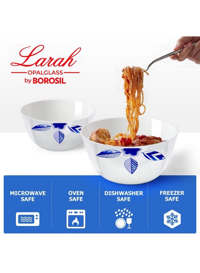 LARAH BY BOROSIL Borosil Larah Morning Glory Mixing & Serving Bowl with Lid, Microwave Safe (750 ml Each, White, Set of 2),Solid,Opalware  - Image 3