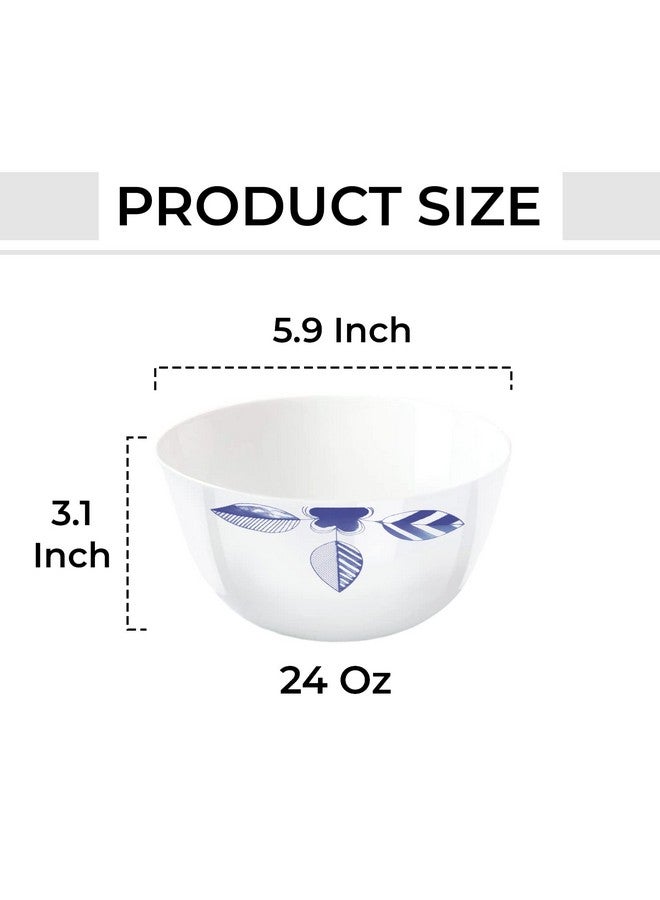 LARAH BY BOROSIL Borosil Larah Morning Glory Mixing & Serving Bowl with Lid, Microwave Safe (750 ml Each, White, Set of 2),Solid,Opalware  - Image 5