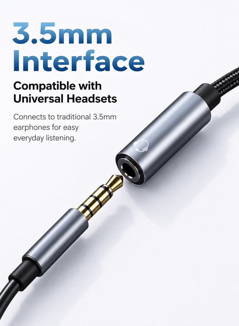 USB Type C to 3.5mm Headphone and Charger Adapter,2-in-1 USB C to Aux Audio Jack Hi-Res DAC and 10W Charging Dongle Cable Cord - Image 5