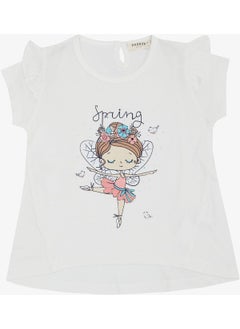 Breeze Girl's T-Shirt Spring Themed Ballerina Girl Printed 1.5-5 Years, White  - Image 1