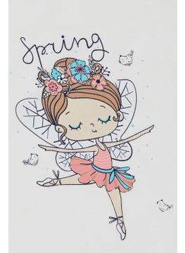 Breeze Girl's T-Shirt Spring Themed Ballerina Girl Printed 1.5-5 Years, White  - Image 4