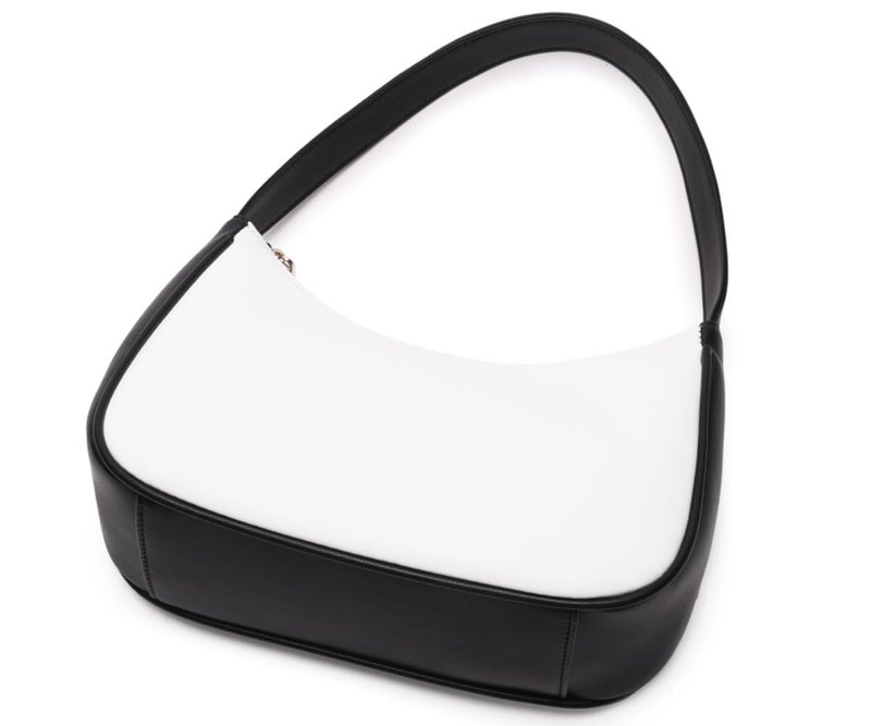 CYHTWSDJ Shoulder Bags for Women, Cute Hobo Tote Handbag Mini Clutch Purse with Zipper Closure (Black& White) - Image 4
