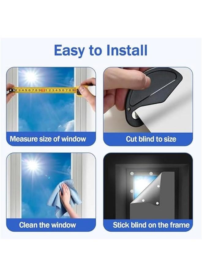 MIXDE - Blackout Blind, Portable DIY Window Blinds No Drill Easy Stick On Window, Blackout Curtains with Velcro&Soft Ruler for Baby Nursery, Bedroom,Travel (White) - Image 1