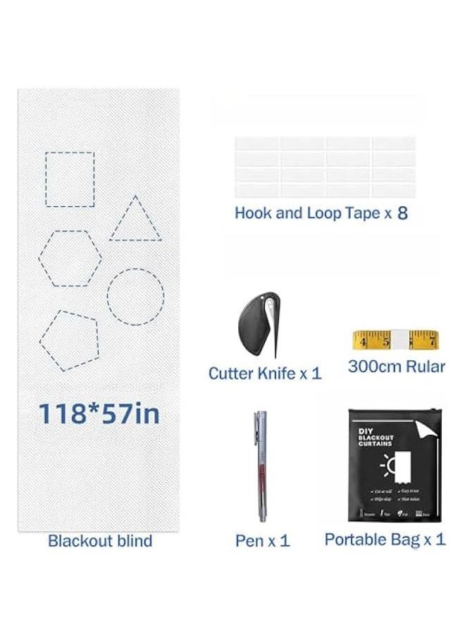 MIXDE - Blackout Blind, Portable DIY Window Blinds No Drill Easy Stick On Window, Blackout Curtains with Velcro&Soft Ruler for Baby Nursery, Bedroom,Travel (White) - Image 1