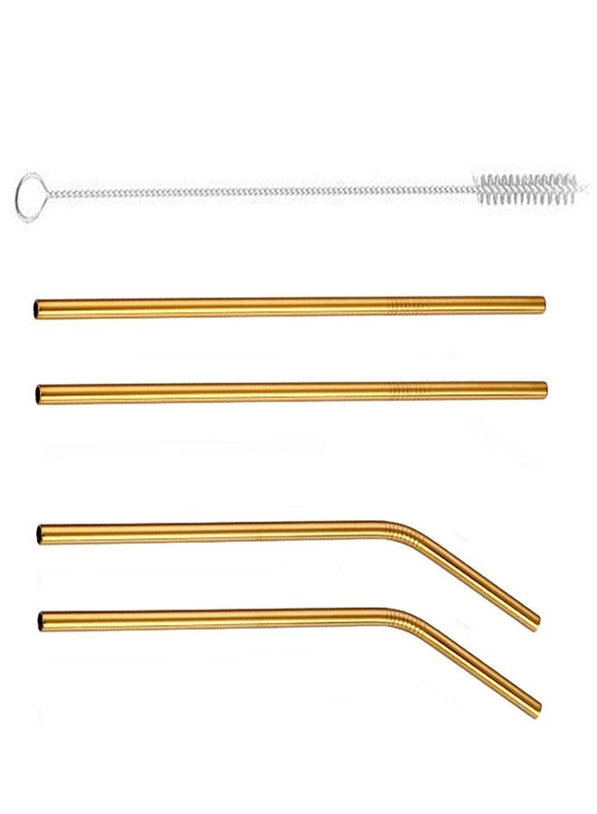 Futaba Stainless Steel Reusable Drinking Straw with Brush Cleaner Kit-Gold - Image 2