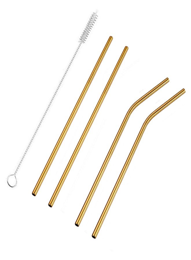 Futaba Stainless Steel Reusable Drinking Straw with Brush Cleaner Kit-Gold - Image 3