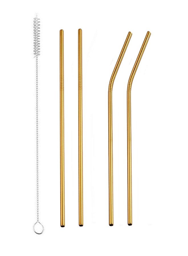 Futaba Stainless Steel Reusable Drinking Straw with Brush Cleaner Kit-Gold - Image 1