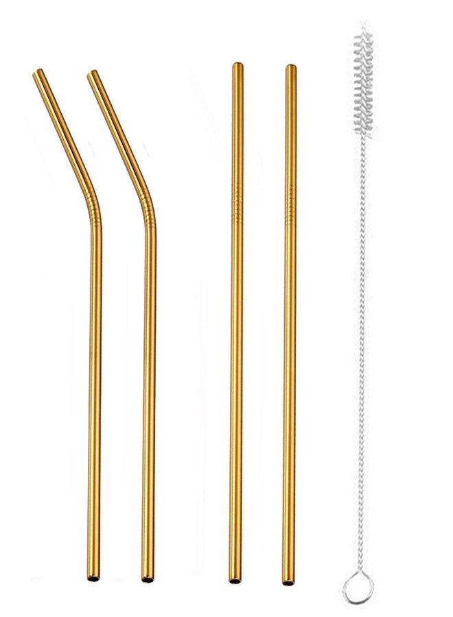 Futaba Stainless Steel Reusable Drinking Straw with Brush Cleaner Kit-Gold - Image 4