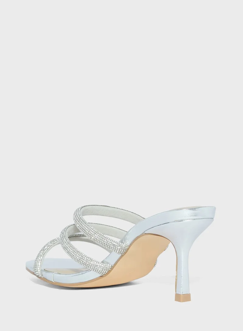 ترافل من نمشي Mid Stiletto Heel Diamante Mule Sandal