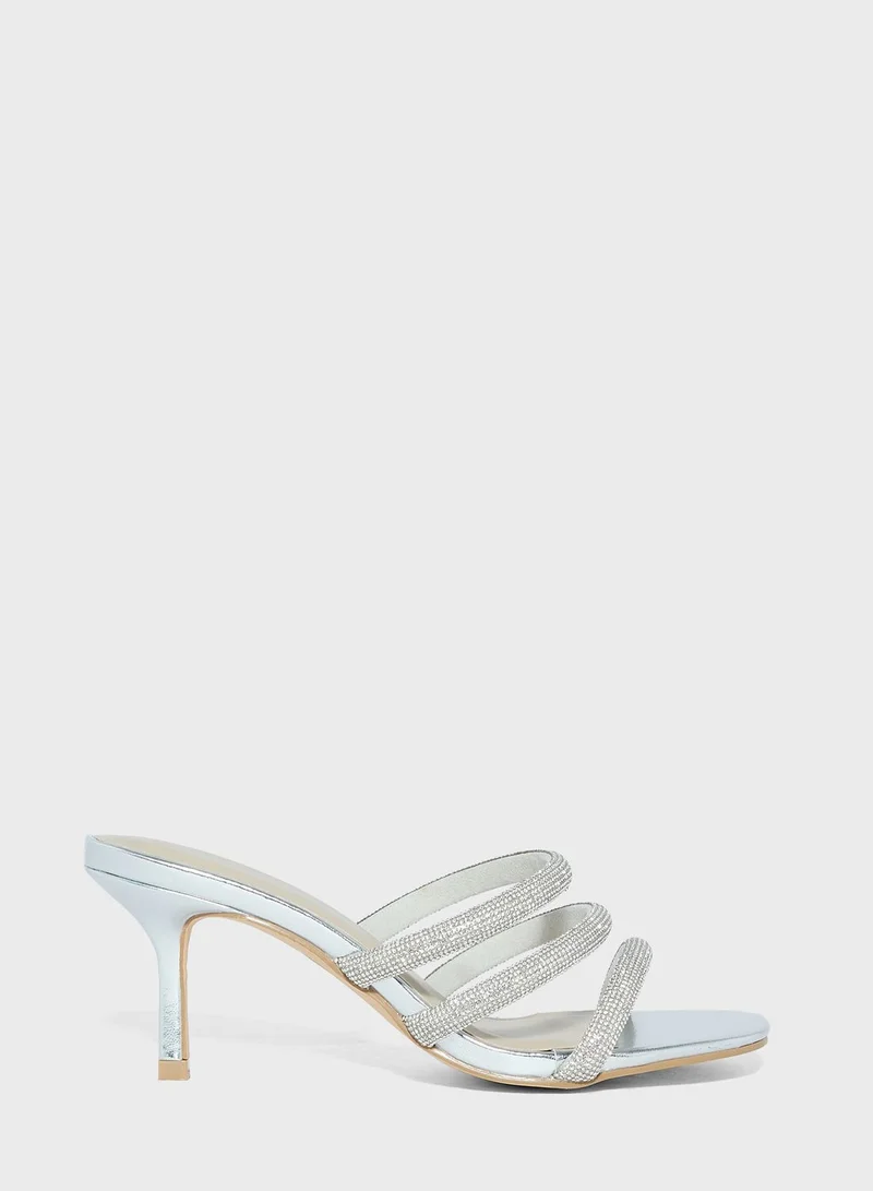 ترافل من نمشي Mid Stiletto Heel Diamante Mule Sandal