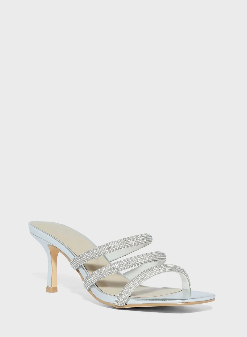 ترافل من نمشي Mid Stiletto Heel Diamante Mule Sandal